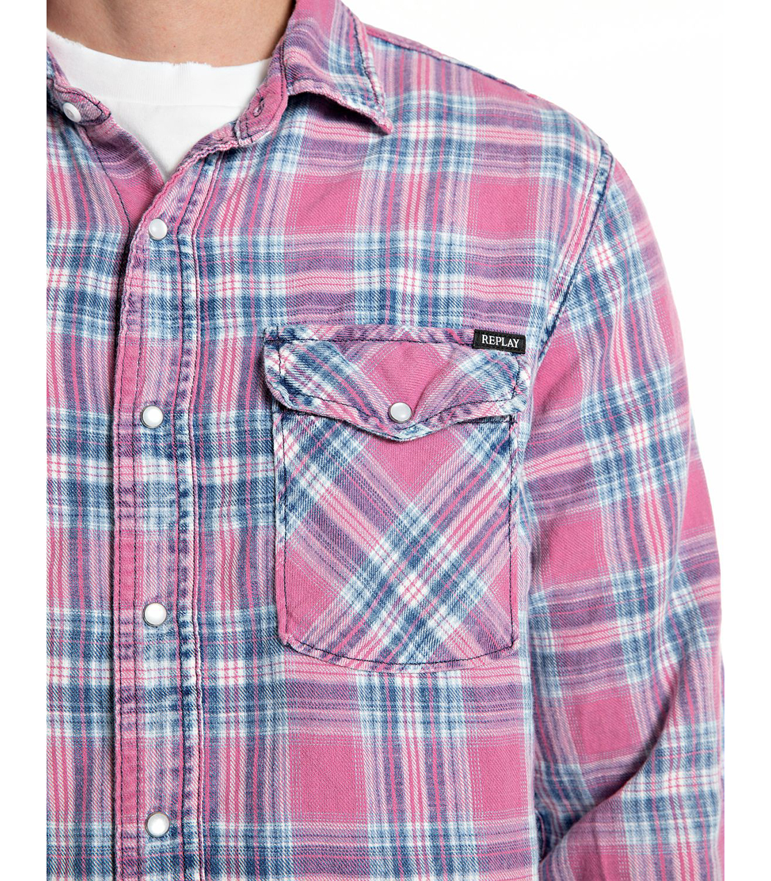 インディゴチェックコットンシャツ 詳細画像 ピンク 4